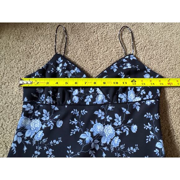 Ann Taylor Loft Y2K Babydoll Dress 90s Grunge Romantic Blue Floral Preppy Dainty - Picture 2 of 6